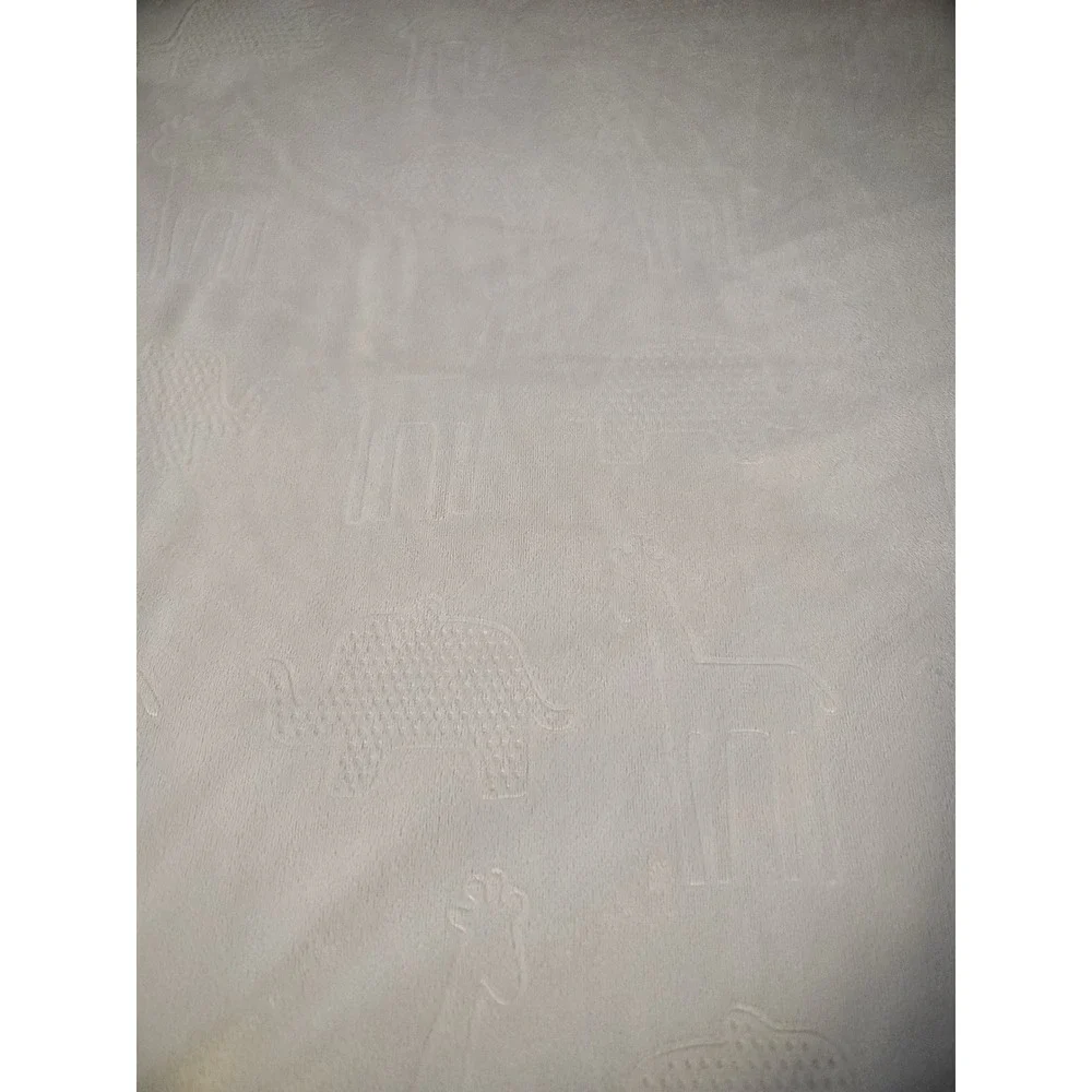 SL Home Fashions Baby Blanket Gray Embossed Elephant Giraffe Sherpa Fleece Plush